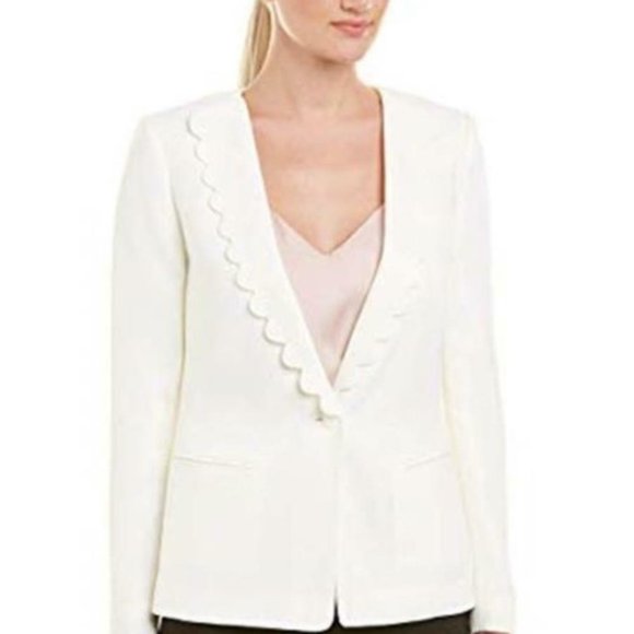 Tahari Jackets & Blazers - Tahari Ivory Scallop Crepe Blazer Jacket Sz 8